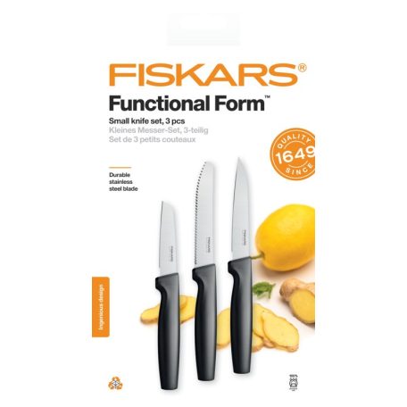 Fiskars Functional Form asztali késkészlet, 3 különböző fekete késsel (1057561)