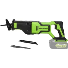   Orrfűrész akkumulátoros Greenworks GD24RS 24v, vmélység fa: 210mm, fém: 20mm, akku-töltő nélkül