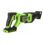 Orrfűrész akkumulátoros Greenworks GD24RS 24v, vmélység fa: 210mm, fém: 20mm, akku-töltő nélkül