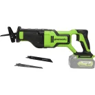 Orrfűrész akkumulátoros Greenworks GD24RS 24v, vmélység fa: 210mm, fém: 20mm, akku-töltő nélkül