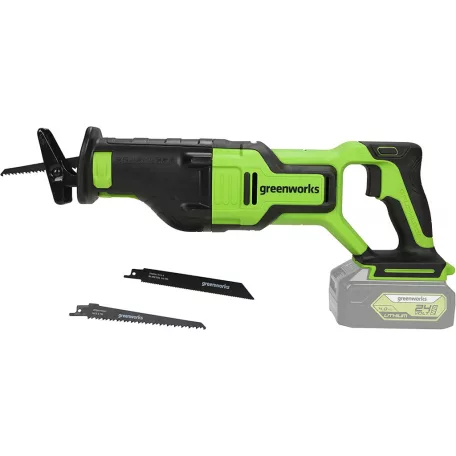 Orrfűrész akkumulátoros Greenworks GD24RS 24v, vmélység fa: 210mm, fém: 20mm, akku-töltő nélkül