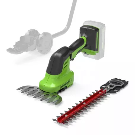 Sövényvágó akkumulátoros Greenworks G24SHT 24v, penge: 20cm, +gyepszélvágó, akku és töltő nélkül