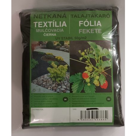 Talajtakaró fekete geotextília 1,60m x 5m 50g/m2 UV stab. (21000)