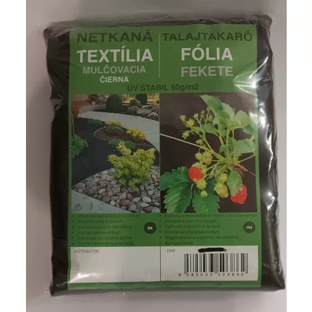 Talajtakaró fekete geotextília 1,60m x 5m 50g/m2 UV stab. (21000)