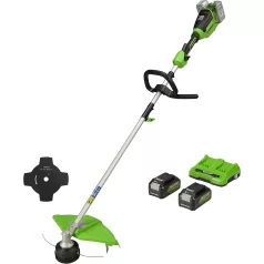   Bozótvágó akkumulátoros Greenworks GD24X2TXK4x 48 v , 2 x 24 v 4 ah akkumulátorral és töltővel