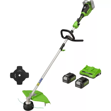 Bozótvágó akkumulátoros Greenworks GD24X2TXK4x 48 v , 2 x 24 v 4 ah akkumulátorral és töltővel