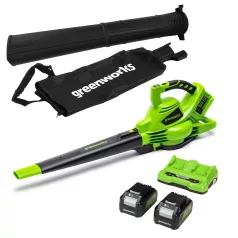   Lombfúvó-szívó akkumulátoros Greenworks GD24X2BVK4X 48v, 2 akku és 1 töltő
