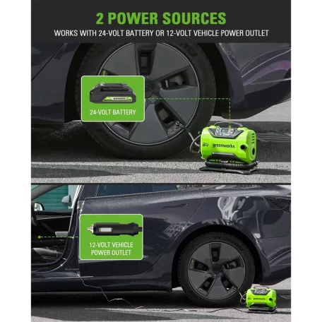 Kompresszor akkumulátoros Greenworks G24IN mini, 24 v, 11 bar,  akku és töltő nélkül