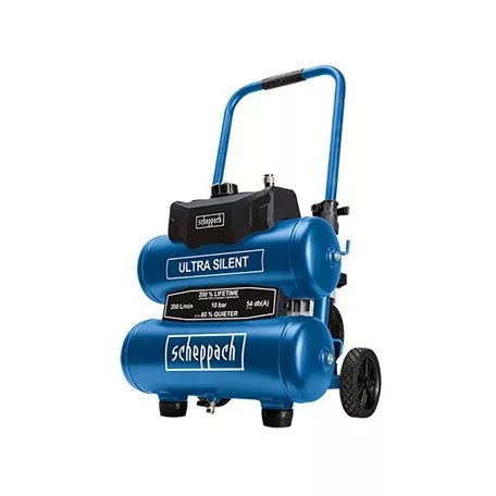 Scheppach HC 20 SI TWIN kompresszor 20L ultracsendes/olajmentes/kéthengeres