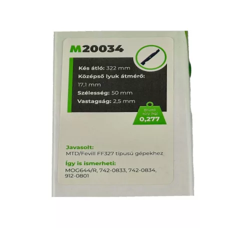 Fűnyíró kés MAMMUT Agrimotor FF327 318mm, 17.1mm, 1 furatos utángyártott
