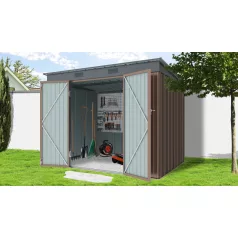   Riwall RMSP 6x8 fém kerti tároló 2,4 x 1,8 m lapostetővel (barna)