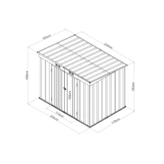   Riwall RMSP 6x8 fém kerti tároló 2,4 x 1,8 m lapostetővel (barna)