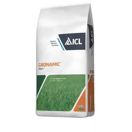 ICL Gronamic Sport High K gyeptrágya 7-0-20+2MgO+0,5Fe 25 kg